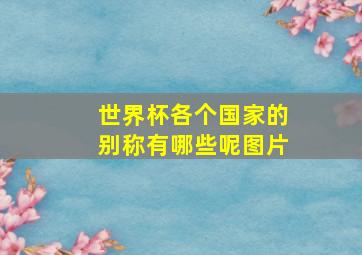 世界杯各个国家的别称有哪些呢图片