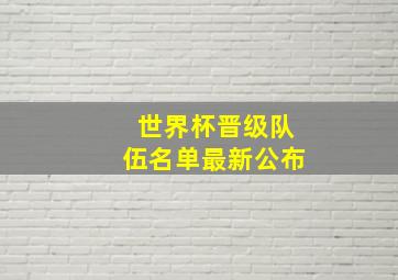 世界杯晋级队伍名单最新公布