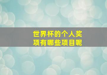 世界杯的个人奖项有哪些项目呢