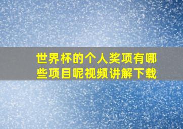 世界杯的个人奖项有哪些项目呢视频讲解下载