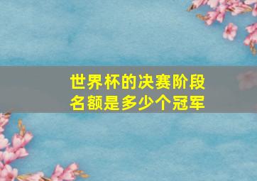 世界杯的决赛阶段名额是多少个冠军