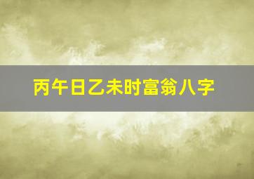 丙午日乙未时富翁八字