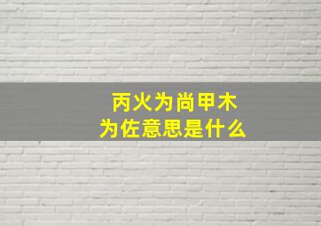 丙火为尚甲木为佐意思是什么