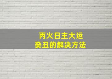 丙火日主大运癸丑的解决方法