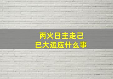 丙火日主走己巳大运应什么事