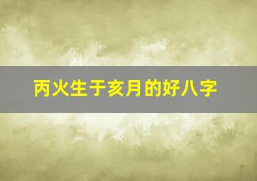 丙火生于亥月的好八字