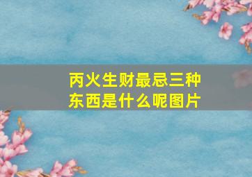 丙火生财最忌三种东西是什么呢图片