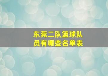 东莞二队篮球队员有哪些名单表