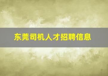 东莞司机人才招聘信息