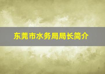 东莞市水务局局长简介