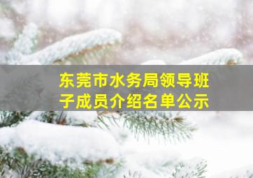 东莞市水务局领导班子成员介绍名单公示