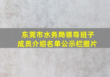 东莞市水务局领导班子成员介绍名单公示栏图片