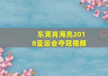 东莞肖海亮2018亚运会夺冠视频