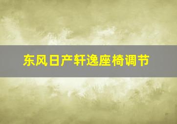 东风日产轩逸座椅调节