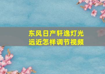 东风日产轩逸灯光远近怎样调节视频