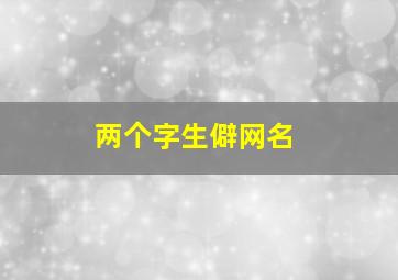 两个字生僻网名