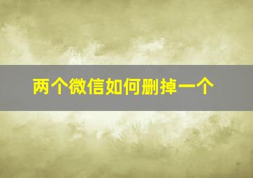 两个微信如何删掉一个