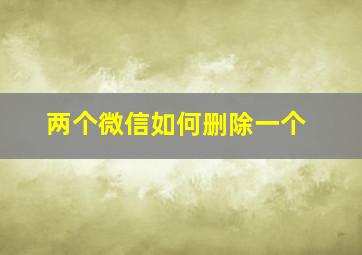 两个微信如何删除一个