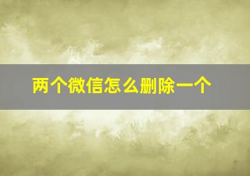 两个微信怎么删除一个