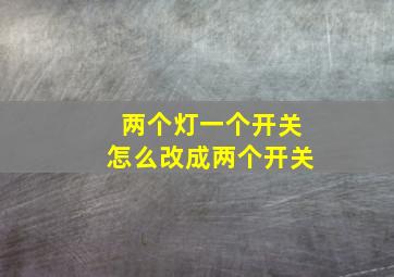 两个灯一个开关怎么改成两个开关