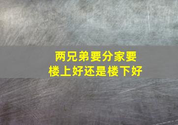 两兄弟要分家要楼上好还是楼下好