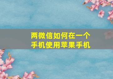 两微信如何在一个手机使用苹果手机