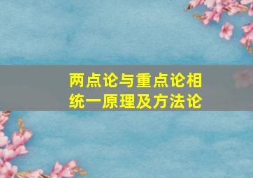 两点论与重点论相统一原理及方法论