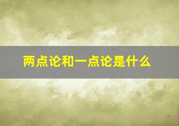 两点论和一点论是什么