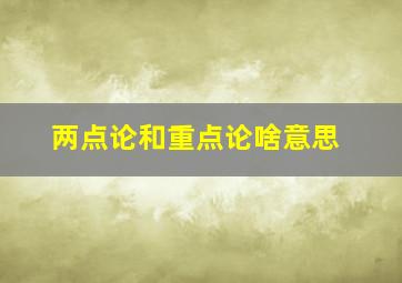 两点论和重点论啥意思