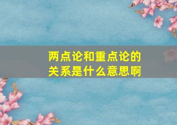 两点论和重点论的关系是什么意思啊