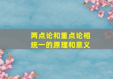 两点论和重点论相统一的原理和意义