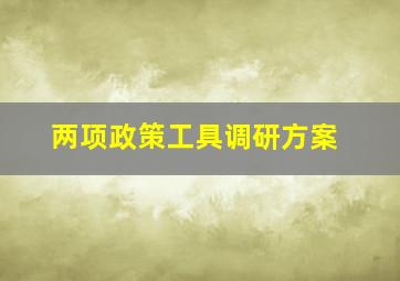 两项政策工具调研方案