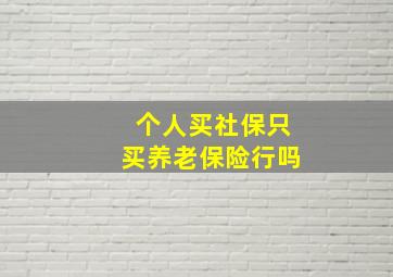 个人买社保只买养老保险行吗