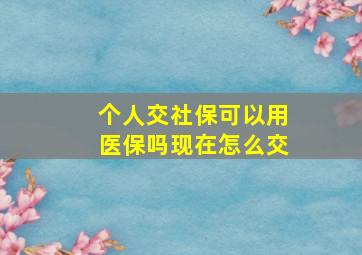 个人交社保可以用医保吗现在怎么交