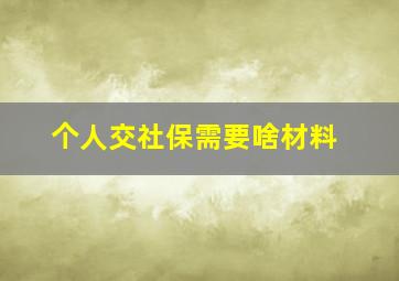 个人交社保需要啥材料