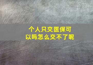 个人只交医保可以吗怎么交不了呢