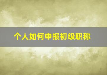 个人如何申报初级职称