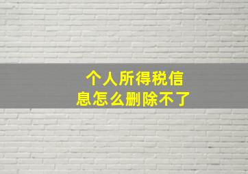 个人所得税信息怎么删除不了