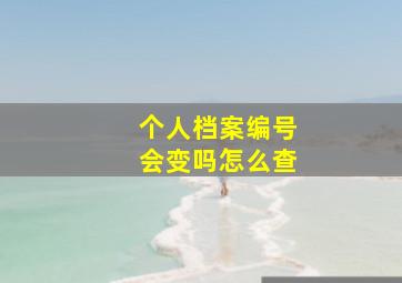 个人档案编号会变吗怎么查