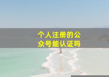 个人注册的公众号能认证吗