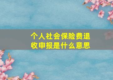 个人社会保险费退收申报是什么意思