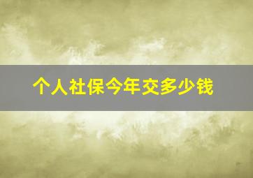 个人社保今年交多少钱