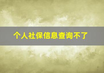 个人社保信息查询不了