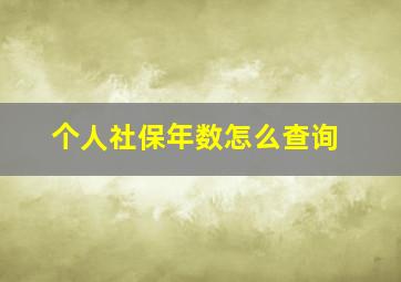 个人社保年数怎么查询