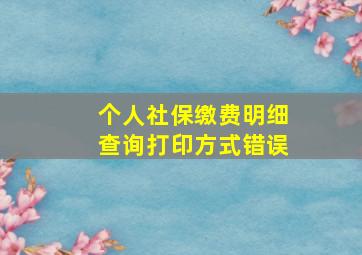 个人社保缴费明细查询打印方式错误