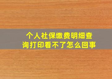 个人社保缴费明细查询打印看不了怎么回事