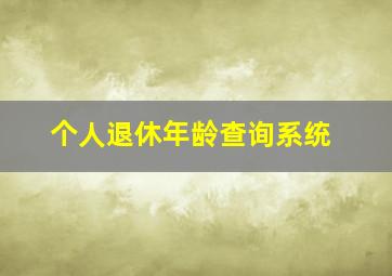 个人退休年龄查询系统