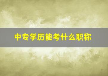 中专学历能考什么职称