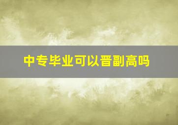 中专毕业可以晋副高吗