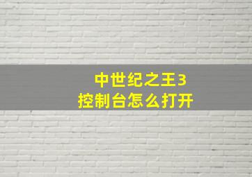 中世纪之王3控制台怎么打开